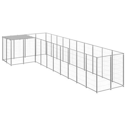  ezüstszínű acél kutyakennel 7,26 m²