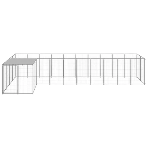  ezüstszínű acél kutyakennel 7,26 m²