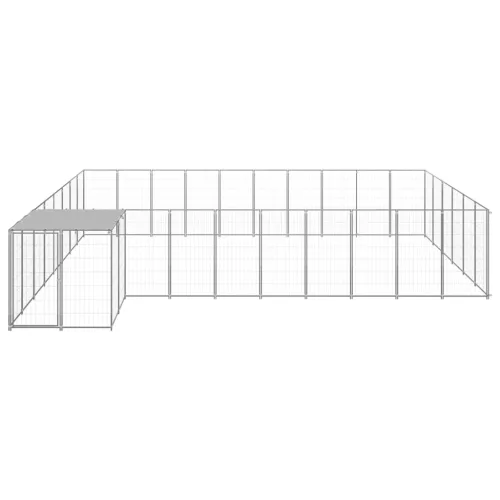  ezüstszínű acél kutyakennel 19,36 m²