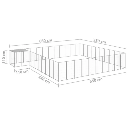 ezüstszínű acél kutyakennel 31,46 m²