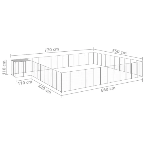  ezüstszínű acél kutyakennel 37,51 m²  
