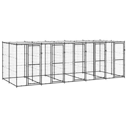  kültéri acél kutyakennel tetővel 12,1 m²