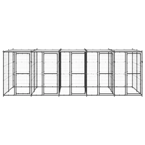  kültéri acél kutyakennel tetővel 12,1 m²