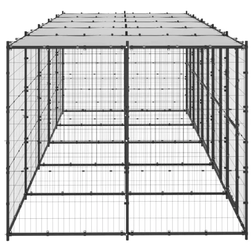  kültéri acél kutyakennel tetővel 12,1 m²