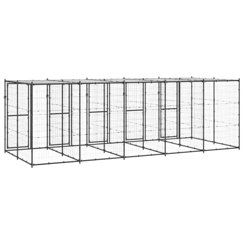 kültéri acél kutyakennel tetővel 12,1 m²