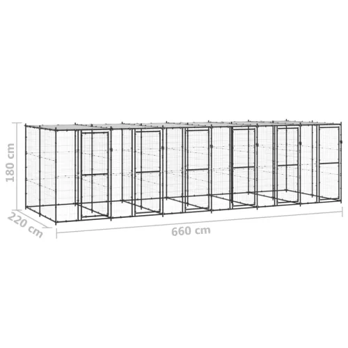  kültéri acél kutyakennel tetővel 14,52 m²