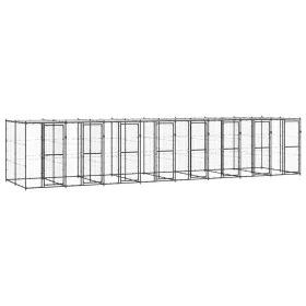  kültéri acél kutyakennel tetővel 19,36 m²