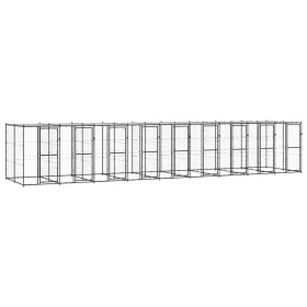  kültéri acél kutyakennel tetővel 21,78 m²