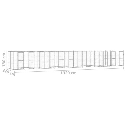  kültéri horganyozott acél kutyakennel 29,04 m²