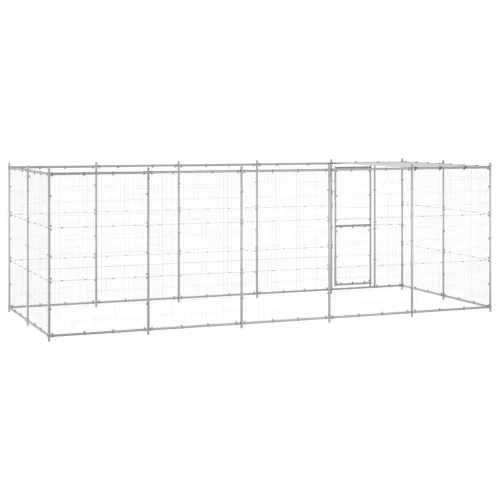  kültéri horganyozott acél kutyakennel tetővel 12,1 m²