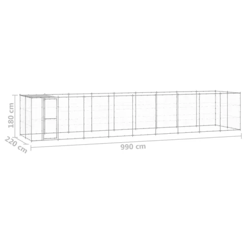  kültéri horganyozott acél kutyakennel tetővel 21,78 m²