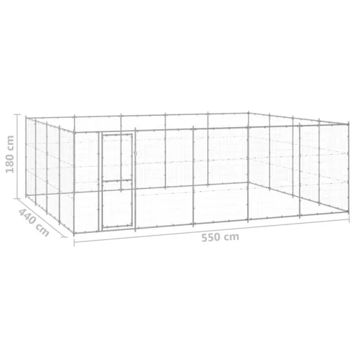  kültéri horganyozott acél kutyakennel 24,2 m²