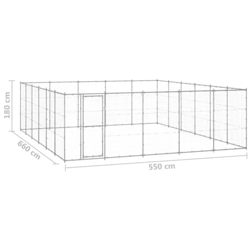  kültéri horganyozott acél kutyakennel 36,3 m²