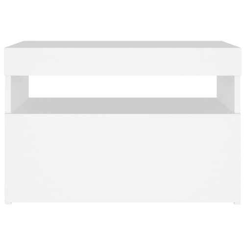  fehér éjjeliszekrény LED-lámpákkal 60x35x40 cm szerelt fa