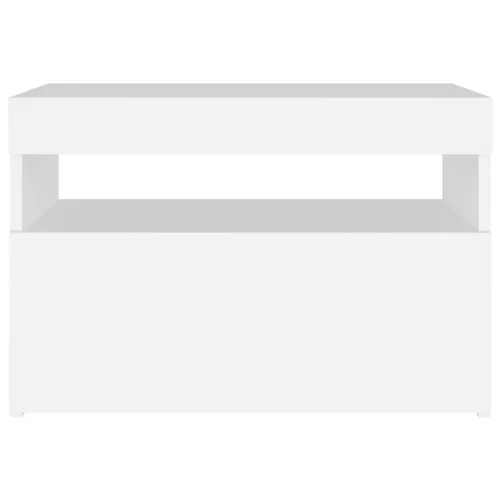  2 db fehér éjjeliszekrény LED-lámpákkal 60x35x40 cm szerelt fa