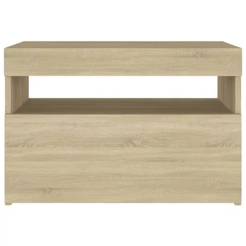 2 db sonoma tölgyszínű éjjeliszekrény LED-lámpákkal 60x35x40 cm