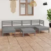  7 részes szürke tömör fenyőfa kerti ülőgarnitúra