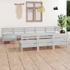  10 részes fehér tömör fenyőfa kerti bútorgarnitúra