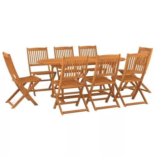  9 részes tömör akácfa kerti étkezőgarnitúra 180 x 90 x 75 cm