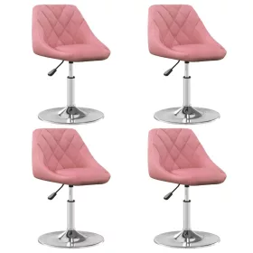  4 db rózsaszín bársony forgó étkezőszék