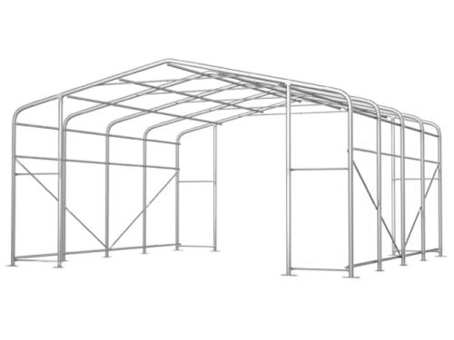 TP WIKINGER 5x20m 2,6m oldalmagas ponyvagarázs / sátorgarázs, PVC 850 ponyva - szürke