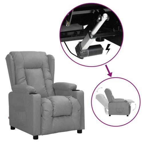  szürke műbőr felállást segítő fotel