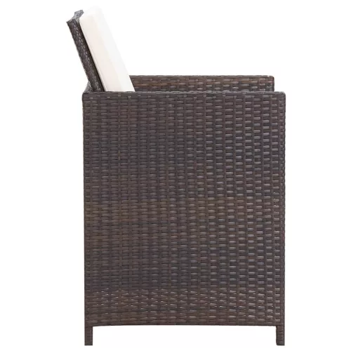  3 részes barna kerti étkezőgarnitúra párnákkal