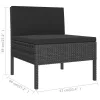  5 részes fekete polyrattan kerti ülőgarnitúra párnákkal