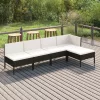  5 részes fekete polyrattan kerti ülőgarnitúra párnákkal