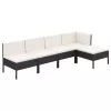  5 részes fekete polyrattan kerti ülőgarnitúra párnákkal