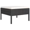  5 részes fekete polyrattan kerti ülőgarnitúra párnákkal