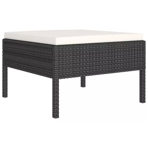  5 részes fekete polyrattan kerti ülőgarnitúra párnákkal
