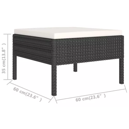 5 részes fekete polyrattan kerti ülőgarnitúra párnákkal