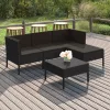  5 részes fekete polyrattan kerti ülőgarnitúra párnákkal