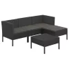  5 részes fekete polyrattan kerti ülőgarnitúra párnákkal