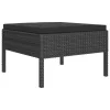  5 részes fekete polyrattan kerti ülőgarnitúra párnákkal