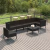  8 részes fekete polyrattan kerti ülőgarnitúra párnákkal