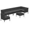  8 részes fekete polyrattan kerti ülőgarnitúra párnákkal