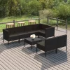  8 részes fekete polyrattan kerti ülőgarnitúra párnákkal