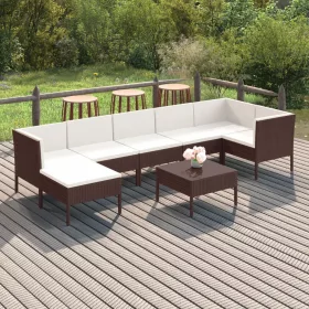    8 részes barna polyrattan kerti ülőgarnitúra párnákkal
