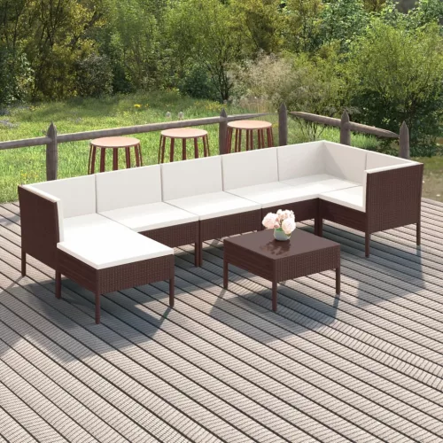  8 részes barna polyrattan kerti ülőgarnitúra párnákkal