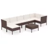  8 részes barna polyrattan kerti ülőgarnitúra párnákkal