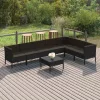  8 részes fekete polyrattan kerti ülőgarnitúra párnákkal