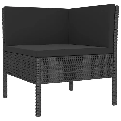 11 részes fekete polyrattan kerti ülőgarnitúra párnákkal
