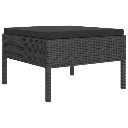  11 részes fekete polyrattan kerti ülőgarnitúra párnákkal