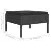  13 részes fekete polyrattan kerti ülőgarnitúra párnákkal