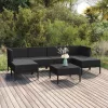  7 részes fekete polyrattan kerti ülőgarnitúra párnákkal