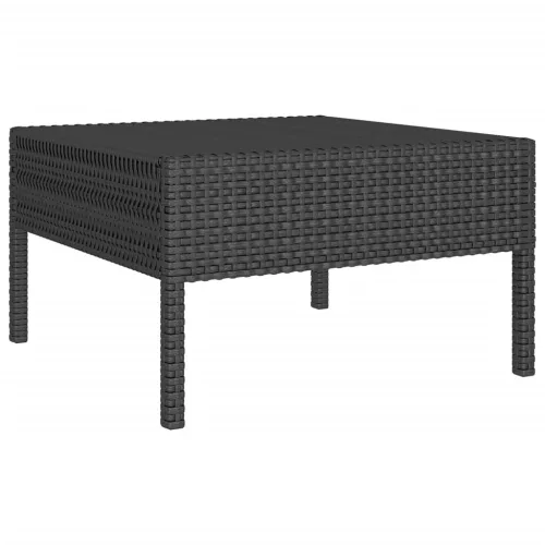  7 részes fekete polyrattan kerti ülőgarnitúra párnákkal