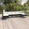  7 részes fekete polyrattan kerti ülőgarnitúra párnákkal