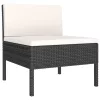 7 részes fekete polyrattan kerti ülőgarnitúra párnákkal
